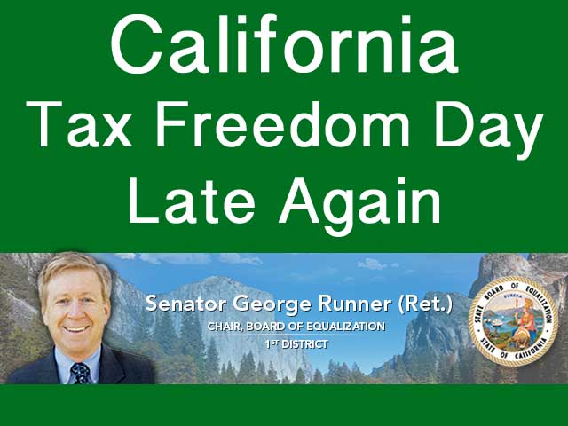 Tax Freedom Day for California Taxpayers Comes Late Again