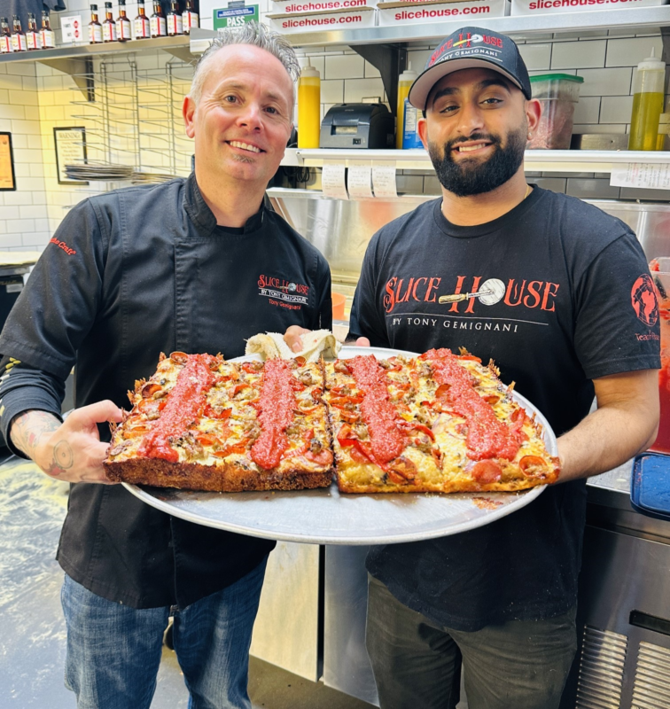 World-Renowned Pizza Champion Tony Gemignani with Slice House Folsom's Operator Sandeep Gill